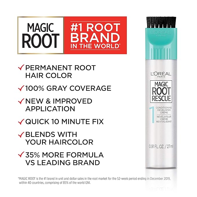 L’Oréal Paris Magic Root Permanent Hair Color, 10 Minute Hair Dye Kit to Rescue Roots with 100% Gray Hair Coverage, 5G Medium Golden Brown, 2 Pack (Packaging May Vary)