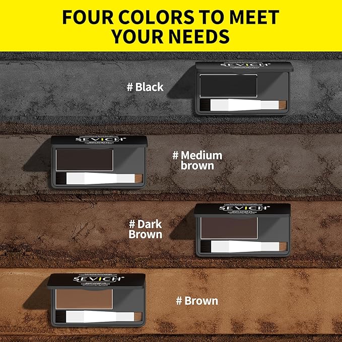 SEVICH Root Touch Up Hair Color Powder with Mirror & Brush – Instant Gray Hair Cover Up, Waterproof Sweatproof Formula, Natural Finish for Hairline & Bald Spot, 48H Long Lasting, Dark Brown