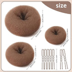 TsMADDTs Dount Bun Maker, 3PCS Light Brown Hair Bun Maker with 20PCS Bobby Pins for Ballet, Dance
