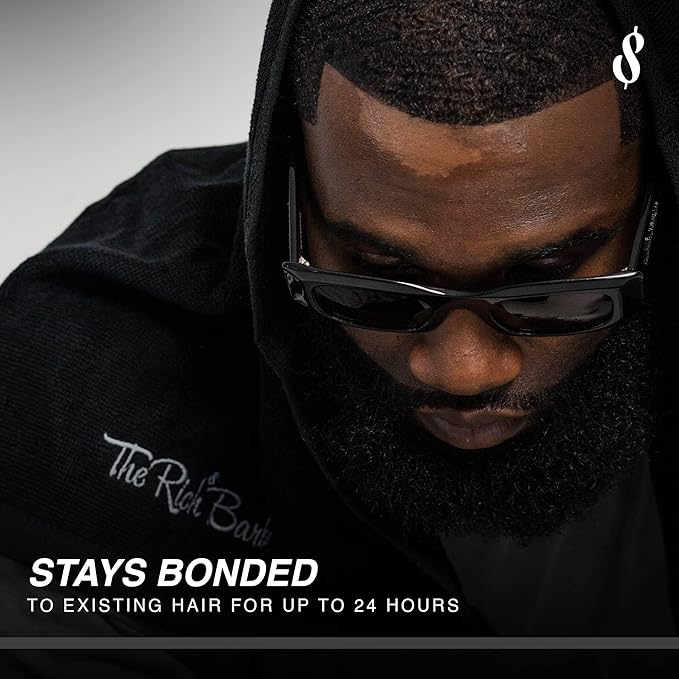 The Rich Barber N'Hance Pro Barber Kit II - 4-in-1 Hair & Beard Styling Set with Keratin-Infused Hair Building Fibers, Style Hold Spray, Applicator Pump, Application Card - Hairline & Edge Enhancer