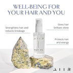 AIIR Jade Hair Oil - Treatment for Dry, Damaged or Curly, Frizzy Hair - Brilliant Shine and Moisture Lock, Hair Products for Women - 2 fl oz