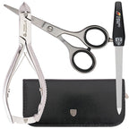 3 Swords Germany - brand quality professional TOE NAIL NIPPER and BEARD SCISSORS set STAINLESS STEEL INOX wave clipper, head cutter with case for ingrown toe nails pedicure by 3 Swords (219)
