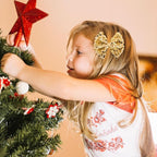 Velvet Sequin Hair Bows Elegant Gold Bow for Women Girls, 4in Glitter Handmade Hair Clips Alligator Clips Sparkly Ponytail Holder Hair Accessories for Christmas, Birthday Party, Wedding, Valentines