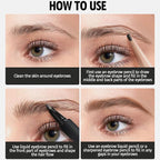 Eyebrow Pen,Eyebrow Pencils Set for Women with machete Eyebrow Pencil,Liquid Square Angled Eyebrow Brush and Eyebrow Brush,Waterproof Eyebrow Pencil Create Full,Natural Hair-Like Brows, Black（2 pcs）