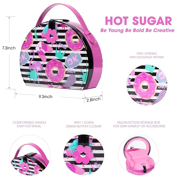Hot Sugar Kids Makeup Kit, Girls Makeup Kit Age 4-6 7-8 10-12, Cosmetics Gift Set for Girls Birthday Christmas (Rose)