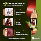 HERBBY Hair Color Shampoo for Gray Hair Coverage&Color Transform with 9 Herbal Extracts –Long Lasting(6-8 Weeks),Shiny,Evenly Colored,Instant Hair Dye Shampoo&Conditioner, 500 Ml (WINE RED COLOR)
