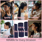 LuSeren 120 Pcs Navy Hair Ties for Women, No Damage Soft Seamless Nylon Hair Elastics for Thick Hair, Ponytail Holders, Solid Navy Hair Accessories