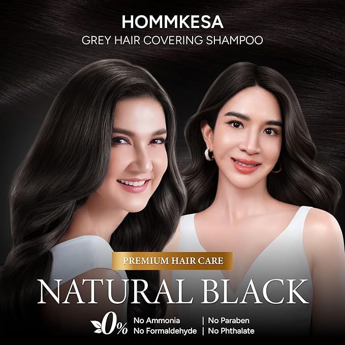 Grey Hair Covering Shampoo (6 Packet) – Premium 3-in-1 Hair Dye Shampoo For Grey Hair (Natural Black)