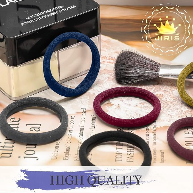 50Pcs Hair Ties for Women Girls,Cotton Seamless Hair Ties, Soft Ponytail Holders,No Crease No Damage Elastics Hair Bands with Box for Thick Heavy and Curly Hair (Set 4)