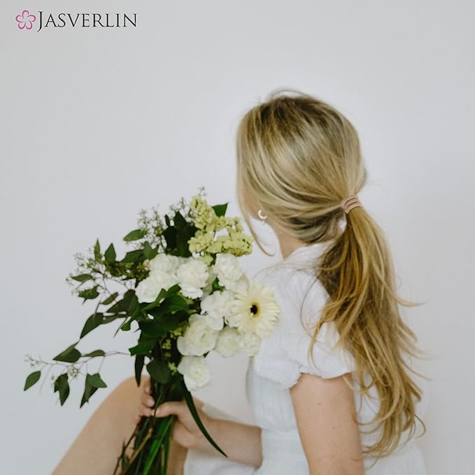 Thick Hair Elastics Ties Blonde, Large Ponytail Holders Hair Bands for Women’s Curly Thin Texture, 5mm No Damage Breakage Braided Accessories for Girls 48 Pcs