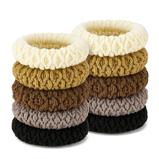 10 Pcs No Damage Hair Ties Thick Hair Elastic Rubber Bands Hair Accessories Scrunchies Seamless for Women