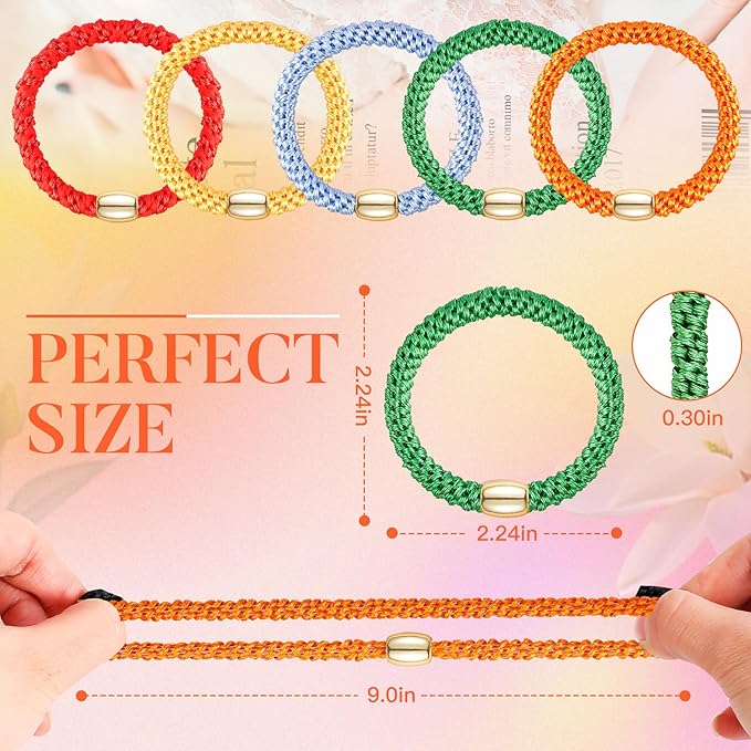 Hair Ties No Damage - 10PCS Ponytail Holders - Elastic Hair Ties for Thick Hair - Braided Hair Bands for Women Girls's Hair - Neon
