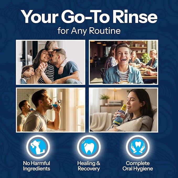 2 Pack H2Ocean Healing Rinse Mouthwash- Great Tasting Sea Salt & Xylitol Mouth Wash for Fresh Breath & Dry Mouth & Tonsil Stones - Alcohol & Fluoride Free - Arctic Ocean Mint, 16oz