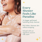 Kopari Jumbo Coconut Hydrating Body Wash with Organic Coconut Water, Sea Kelp and Aloe Vera, Luxurious Gel to Foam, Sweet Coconut & Vanilla, 25 oz