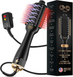 Blowout Brush Hair Dryer, 4-in-1 Blow Drying Brush, Authomatic Dual Voltage, Ionic Hair Straightener w/No Heat Damage, Light 1.3 lb Blowout Tool, Blow Dryer Curling Wand, Hot Air Styler for All Types