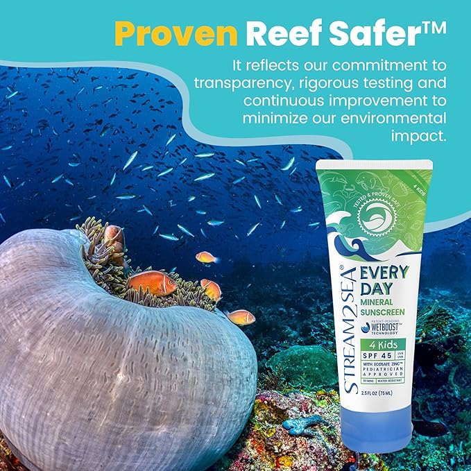SPF 45 Every Day Kids Mineral Sunscreen | 2.5 Fl Oz Biodegradable, Paraben Free & Reef Safe Sunscreen for Face & Body for Kids | Non-Greasy, Lightweight & Sheer Mineral Protection Against UVA & UVB