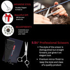 Suvorna 5.5" Hair Scissors Professional - Barbers Scissors for Hair Cutting - Sharp Razor Edge Hair Cutting Scissors to Cut Hair - Japanese 440C Stainless Steel Hair Shears for Women and Men