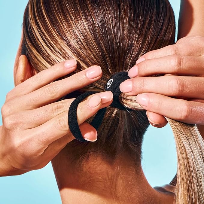 Gimme Beauty Medium Hair Bands Seamless Nylon - Low Profile Hair Accessory - Snag Free Tie for Firm, Lasting Hold - Soft, Non-Slip Ponytail Holder for Women - Cool Colors, 12-Pack