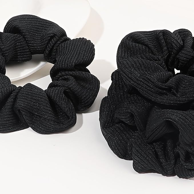 Ivyu Hair Scrunchies for Women - Hair Ties No Damage Both for Thick Hair or Thin Hair Curl Hair No Crease Black Scrunchies Ponytail Holder No Hurt Your Hair
