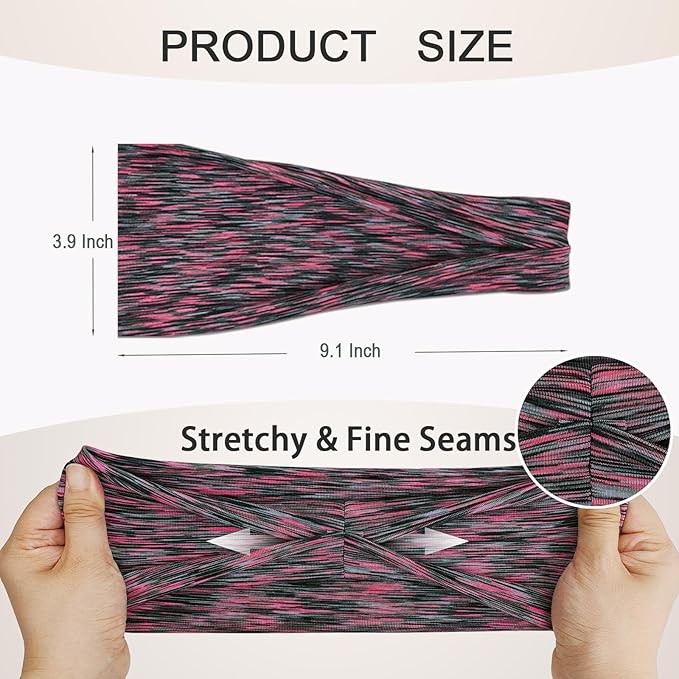Headbands For Women Headband Elastic Soft Head Bands For Women's Hair Accessories Womens Fashion Yoga Fabric Hair Band Space Dye 6 Pcs