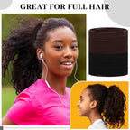 Dingion 80 Count Extra Long Hair Tie for Thick and Curly Hair Elastic Ponytail Holders for Women No Metal Bands Accessories(Black, Brown)