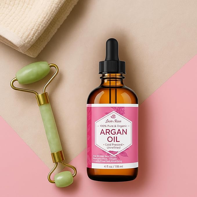 Leven Rose Organic Argan Oil for Hair, Face and Skin - 4 oz 100% Pure Moroccan Cold-Pressed Organic