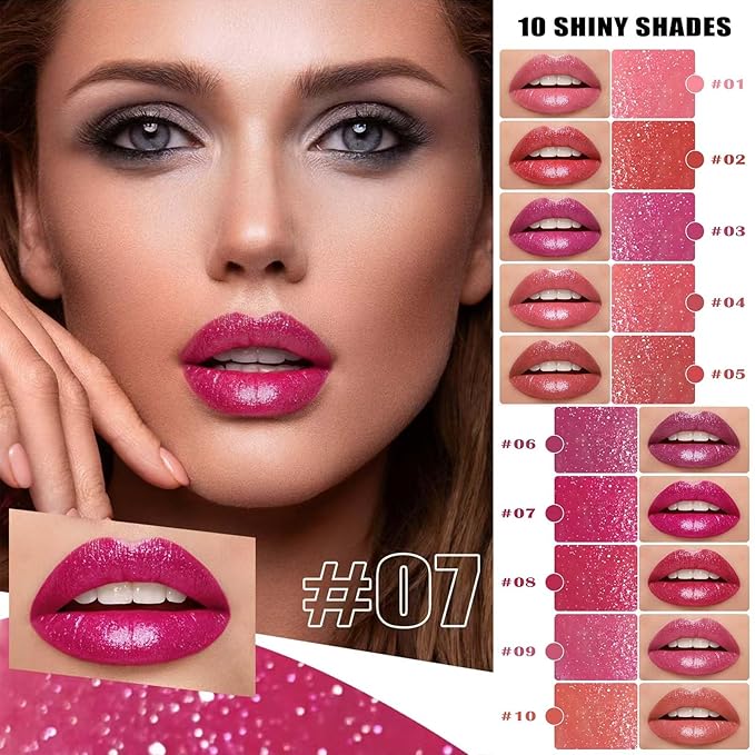 Classic Red Lipstick For Women Matte Nude Glitter Highly Pigmented Moisturizing Lip stick Hypoallergenic Waterproof Long Lasting Lipsticks Quick Makeup Lightweight Portable Magenta # 02