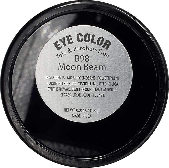 Moon Beam Soft Off White Gold Shimmering Satin Pressed Powder Single Vegan Eyeshadow; Talc, Paraben & Cruelty Free