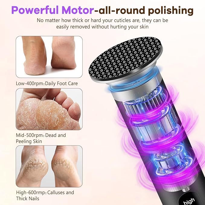 Electric Foot Callus Remover with Nano-Glass Head, Rechargeable Electric Foot File with Upgraded Powerful Metal Gear Motor, Premium Aluminum Cordless Callus Remover for Feet, Gifts for Men Women