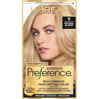 L'Oreal Paris Superior Preference Luminous Fade-Defying Permanent Hair Color, Hair Dye For Up to 9 Weeks of Radiance, Natural Blonde 9, 1 Hair Dye Kit