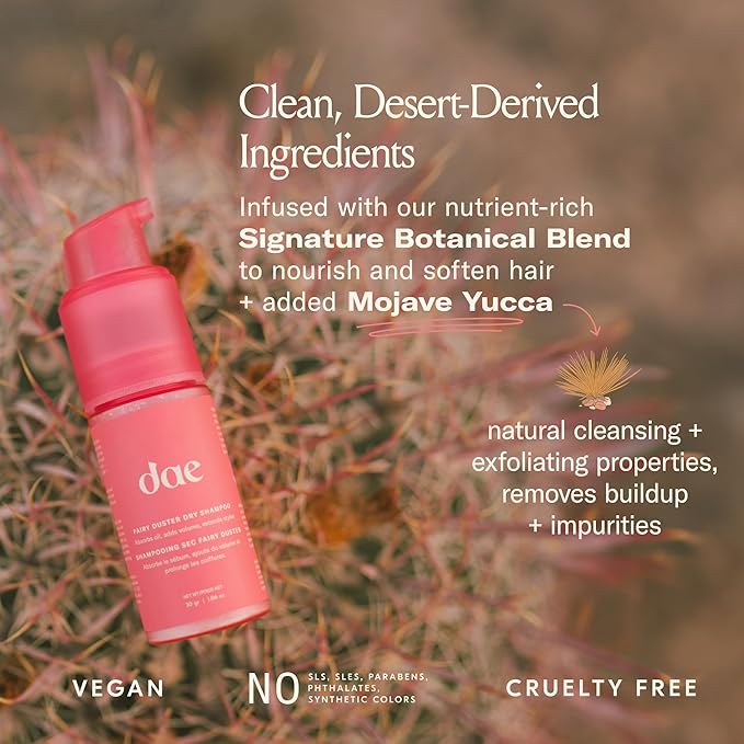 DAE Fairy Duster Dry Shampoo Powder - Non-Aerosol Natural Ingredients, Absorbs Oil & Refreshes Roots