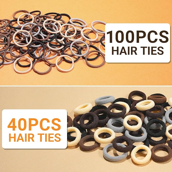 TsMADDTs Hair Accessories, Elastic Hair Ties for Baby Toddlers Kids Girls, 6 Colors Small Rubber Bands Set with Ties and Clips, Styling Tools