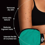 Dermasuri - Deep Exfoliating Glove - Korean Exfoliating Mitt - Body Scrubber for Shower - Buffs Dry & Dead Skin - Keratosis Pilaris Treatment Scrub - Stocking Stuffer Gifts for Women & Men - Teal Mitt