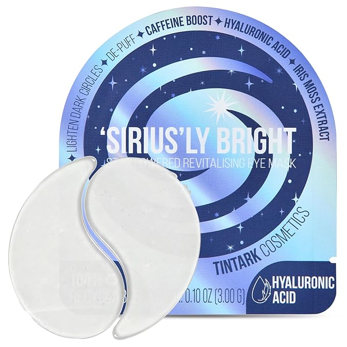 SIRIUSLY BRIGHT Under Eye Patches 28 Pairs, 5-Min Revitalizing Eye Masks with Caffeine Hyaluronic Acid Iris Moss to Reduce Dark Circles and Puffiness, Brightening & Depuffing Gifts for Women