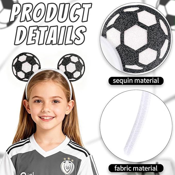 Game Day Fans Headbands for Women&Men, Glitter Ball Sports Hairbands, Sports Themed Hair Accessory, Team Party Favor