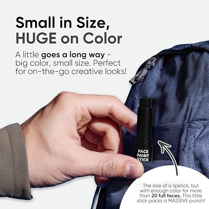 Blue Squid PRO Black and White Face Paint Stick - Waterproof Body Paint For Adults & Kids Eye Black Baseball, Eyeblack Softball -Hypoallergenic Twist-Up Non-Toxic Makeup Stick - Cosplay, Sports & SFX