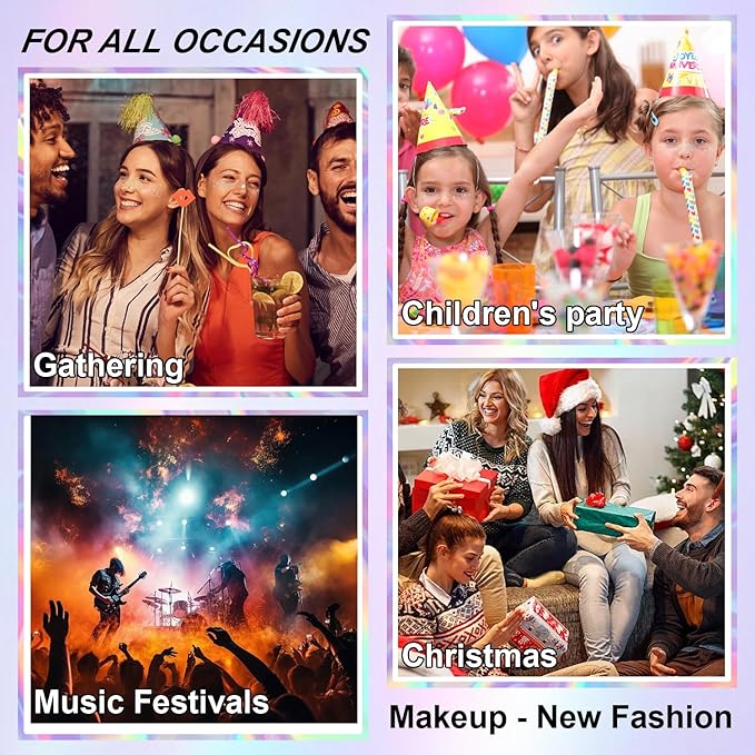 8Pcs Face Makeup Patches, Glitter Freckles Face Tattoo for Teenagers & Young Women, Sparkle Freckles Makeup Patches, Waterproof Face Glitter Freckles for Christmas (8PcsB Holographic Multicolor)