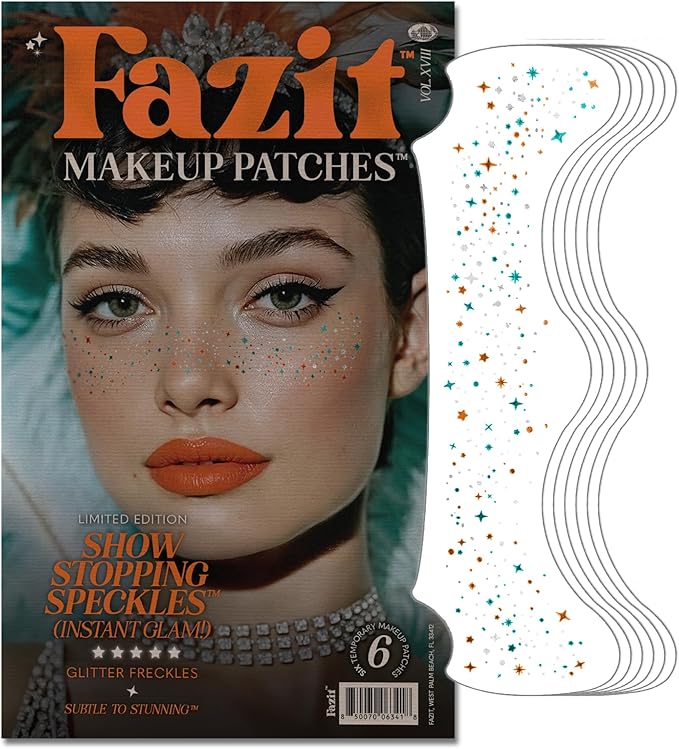 Fazit Makeup Patches - Show Stopping Speckles - Glow Up Make-Up Patches - Cute Glitter Makeup Accessories For Women - Cosmetic Glitter For Face