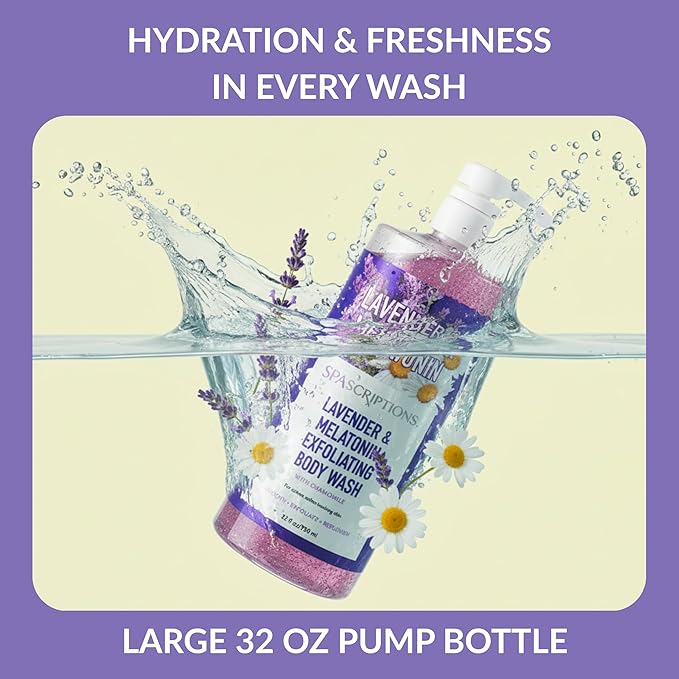 SpaScriptions Lavender & Melatonin Exfoliating Body Wash – 32 fl oz