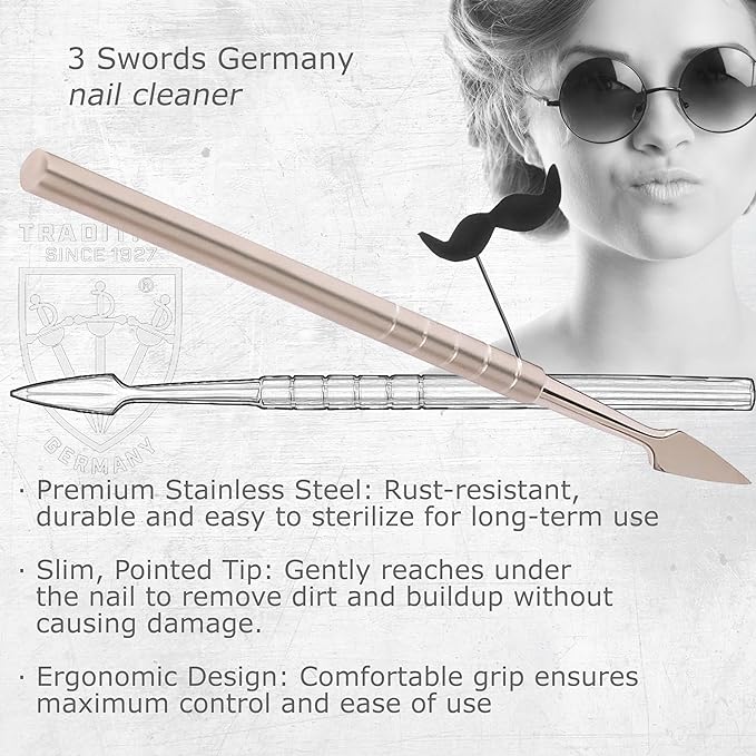 3 Swords Germany - brand quality, professional CUTICLE PUSHER, CUTICLE KNIFE, NAIL CLEANER, stainless steel, extra sharp, manicure pedicure nail care by 3 Swords Germany (7940)