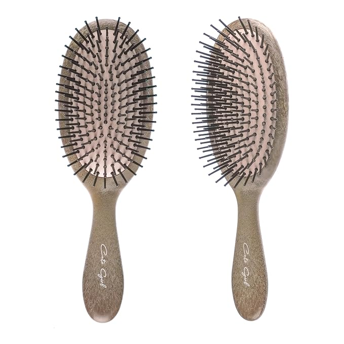 Paddle Hair Brush for Women-Detangling Cushion Brush with Soft Ball-Tip Bristles,Anti-Static Wide Brush for Wet Dry Hair,Smooth Comfortable Scalp Care