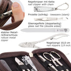 3 Swords Germany - brand quality 6 piece manicure pedicure grooming kit set for professional finger & toe nail care scissors clipper genuine leather case in gift box, Made in Solingen Germany (03652)