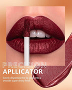 MAKI YIKA Dark Red Lipstick for Women Metallic Lipsticks Glitter Long Lasting Lipstick No Smudge No Transfer Liquid Pink Lip Gloss (BR011 Pure Envy)