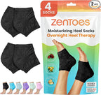 ZenToes Moisturizing Socks for Cracked Heel Treatment, Vitamin E, Olive Oil and Jojoba Oil Heel Socks, Stocking Stuffers for Women, Spa Self Care Gifts for Women (Fuzzy Black, Regular)