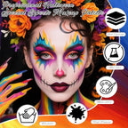 6 Colors Face Paint Bruise Wheel, Professional Trauma SFX Body Paint Makeup Kit, Halloween Makeup Face Body Painting Palette with Brush Sponge for Cosplay Hulk Witch Monster Costumes Party