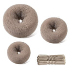 TsMADDTs Hair Bun Set, 4PCS Tan Brown Hair Donut Bun Maker with 20PCS U Shaped Bobby Pins for Dance