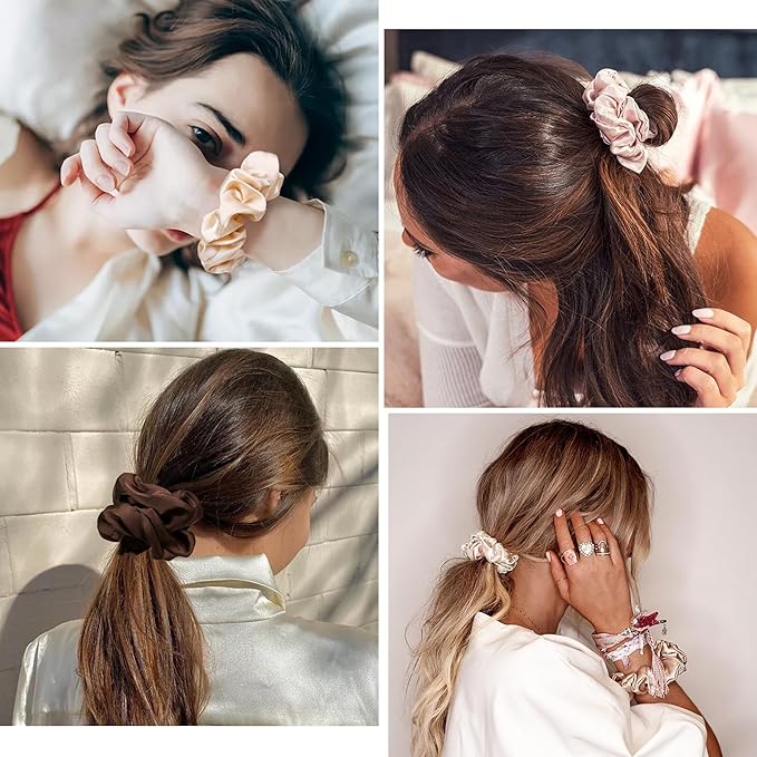 Hair Ties Scrunchies for Women's, Big Scrunchies Both for Thick Hair or Thin Hair Curl Hair No Crease Ponytail Holder No Hurt Your Hair