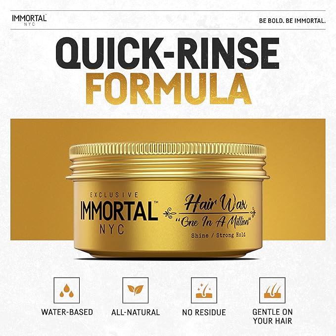 Immortal NYC One In A Million Hair Styling Product - 8 out of 9 Holding Ability, High Shine - All Natural Water-Based Formula for Men, No Residue, Suitable for All Hair Types