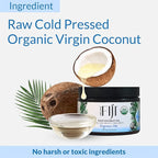 Organic Fiji Cold Pressed Coconut Oil Extra Virgin, Fragrance-Free for Hair, Skin, Face & Body Natural Moisturizer & Massage Oil for Women, Men & Baby 12 oz