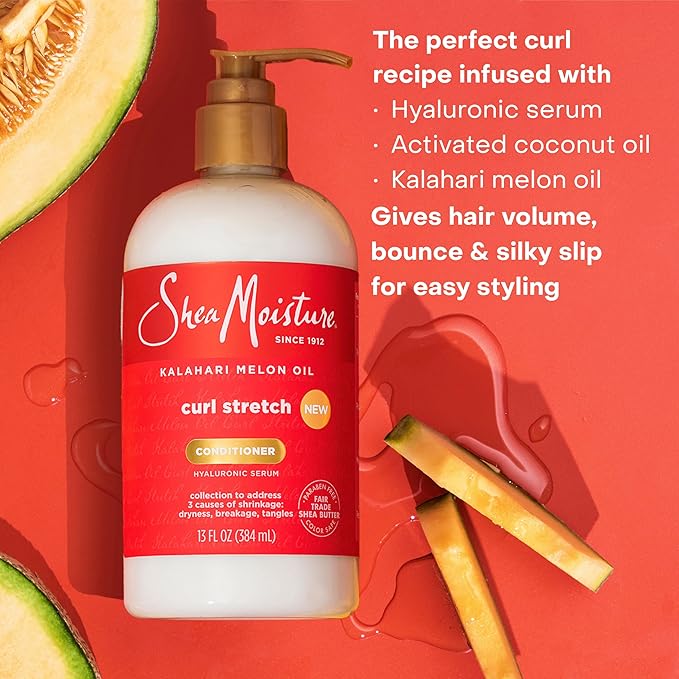 SheaMoisture Curl Stretch Conditioner Kalahari Melon Oil Infused with Hyaluronic Serum, Hydration Hero Deeply Moisturizes and Repairs Damage, for Easy Detangling and Styling 13 Fl Oz